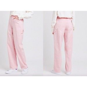 TiBi Garment Denim Carpenter pink wide leg High rise cargo women's Jeans Sz 29